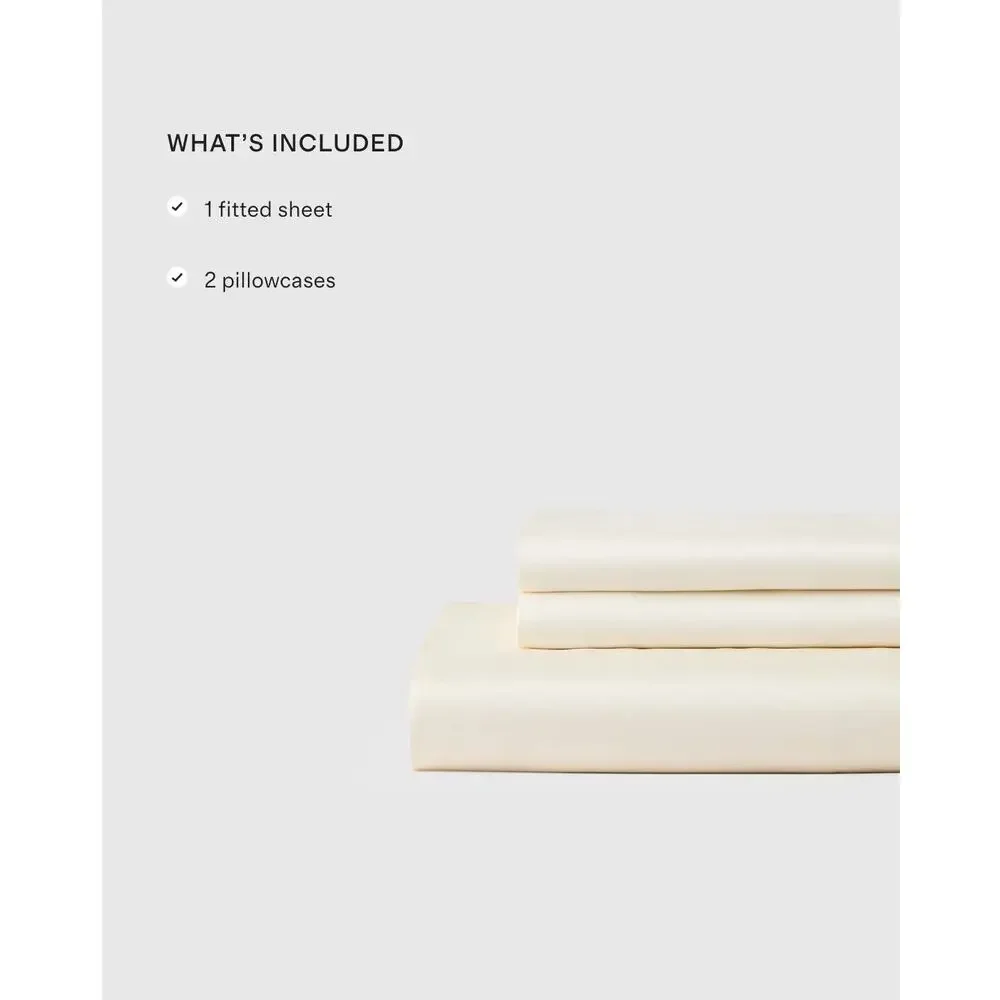 Quince Organic Bamboo Fitted Sheet Set King White NWOT
